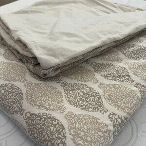 IKEA Ransby 100% Cotton Soft Full Queen Duvet Insert Cover Tan Cream Boho Modern